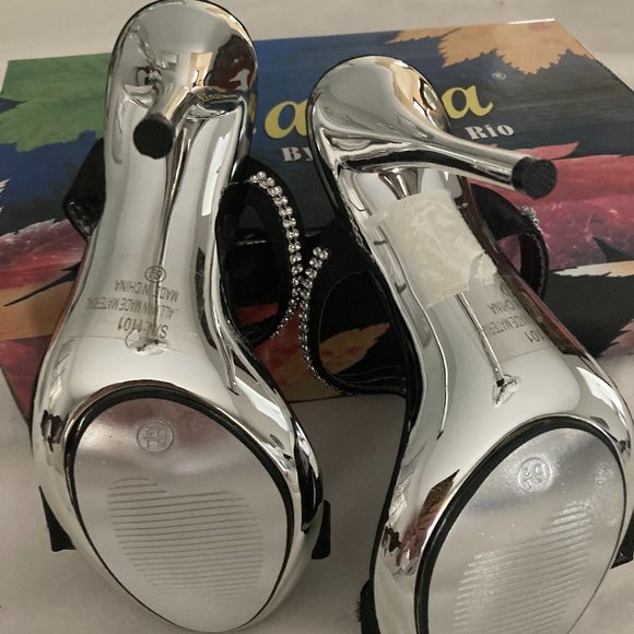 NIB Italina by Summer Rio Black & Silver Sandals - Picture 5 of 5